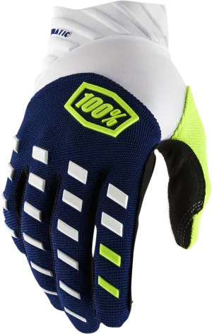 100% Airmatic Gloves - Navy/White - Large 10000-00017