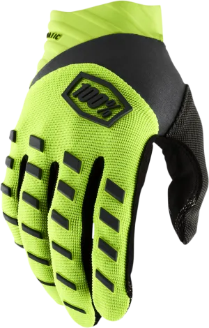 100% Youth Airmatic Gloves - Fluo Yellow/Black - Medium 10001-00005