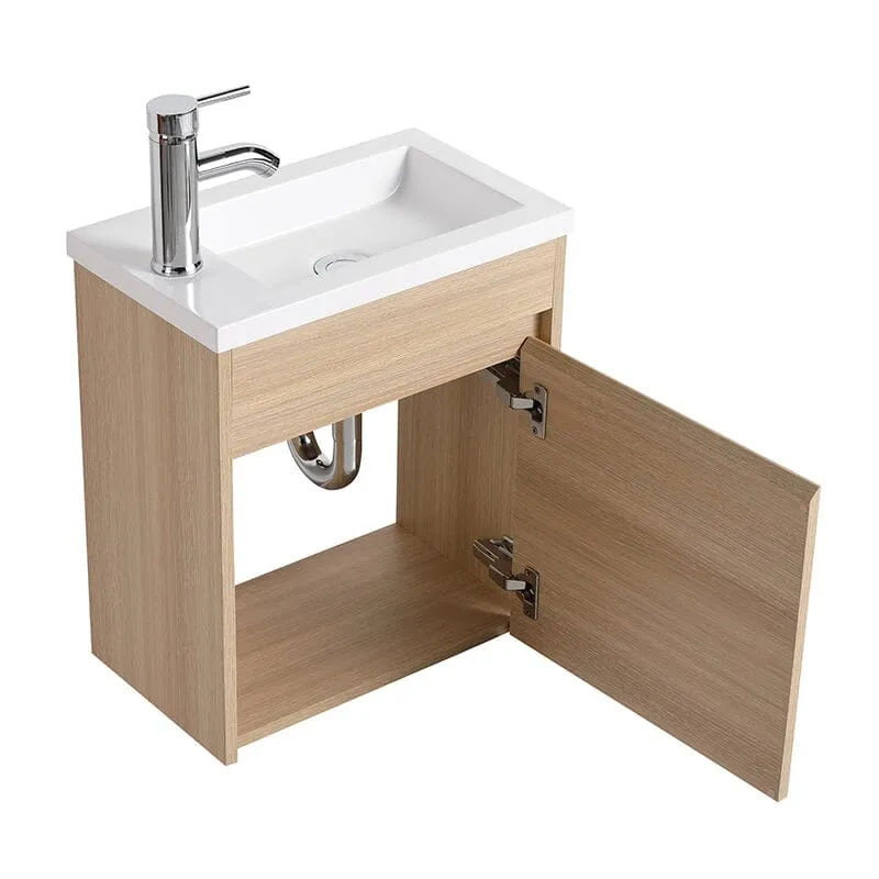 17'' Wall Mounted Bathroom Vanity Resin Sink with Faucet and Drain for Small Bathroom