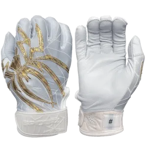 2022 Spiderz PRIZM Batting Gloves: White/Gold