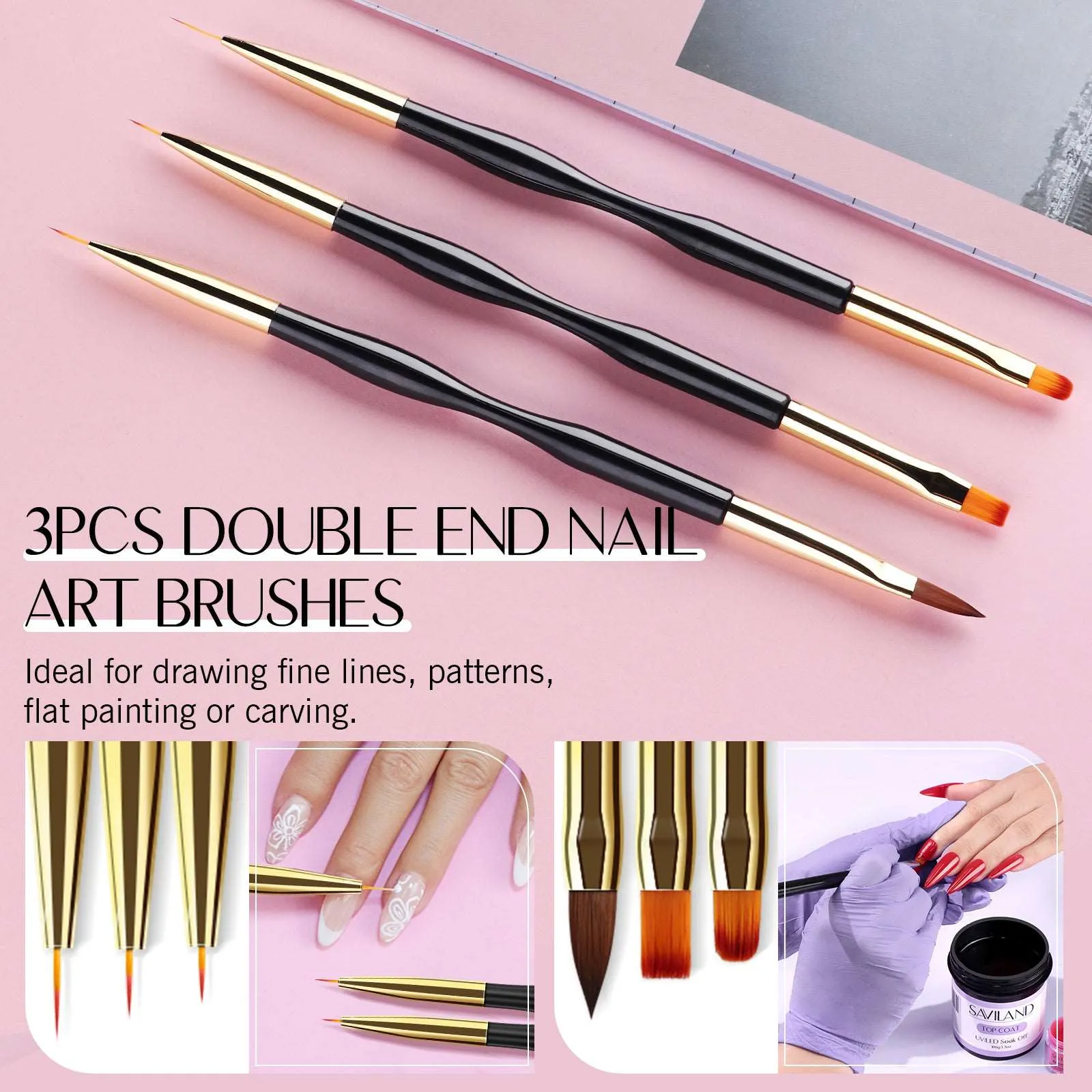 31PCS Nail Art Brushes Set - Nail Brushes for Nail Art U V Gel Nail Brushes, Liner Brushes, Dotting Tools Set, Nail Design Kit for Nail Salon Home Use