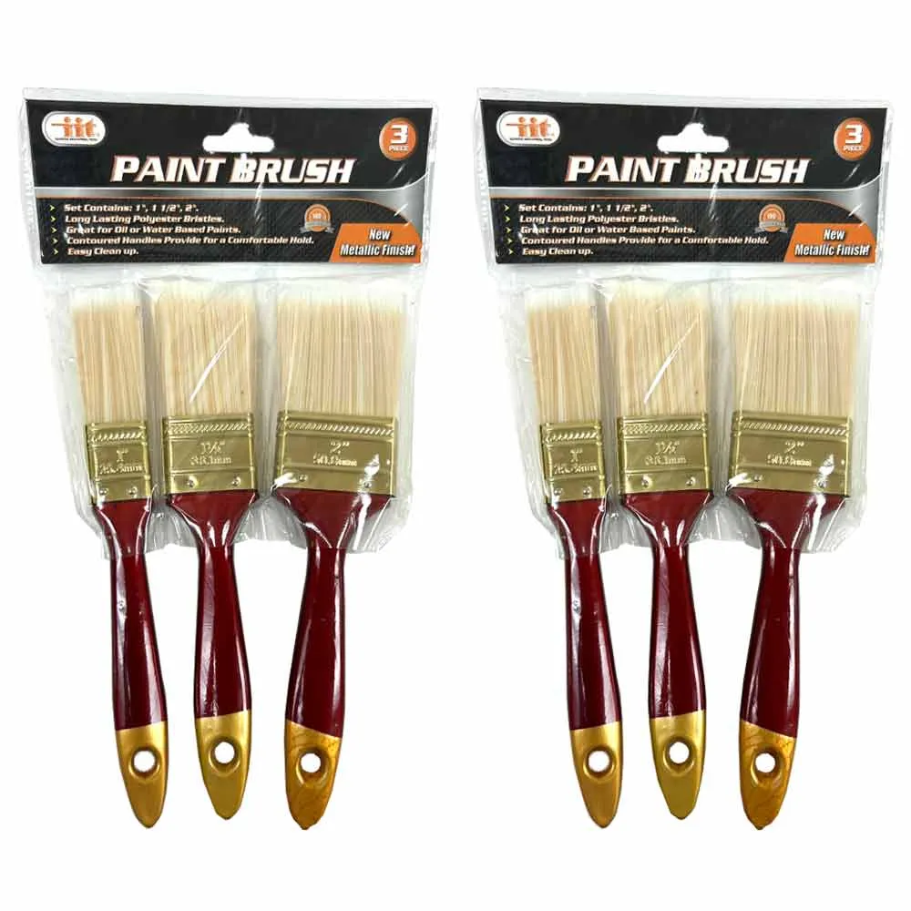 6 PC Paint Brush Set Multi Purpose Painting Brushes Home Decor Wall 1" 1.5" 2"