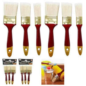 6 PC Paint Brush Set Multi Purpose Painting Brushes Home Decor Wall 1" 1.5" 2"