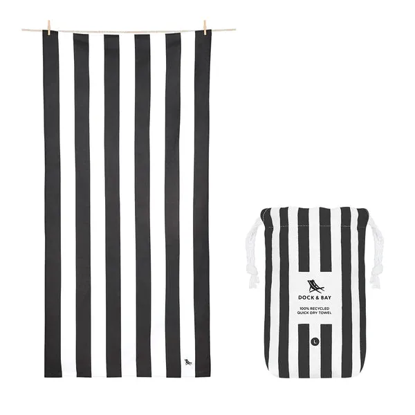BLACK CABANA QUICK DRY BEACH TOWEL