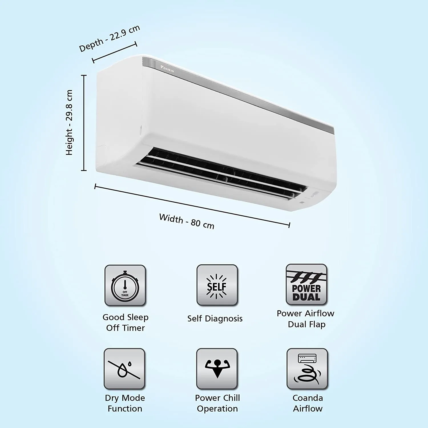 Daikin FTL35UV16 1 Ton 3 Star Split AC (Copper Condenser, Fixed Speed, PM2.5 Filter, Power Chill, White)