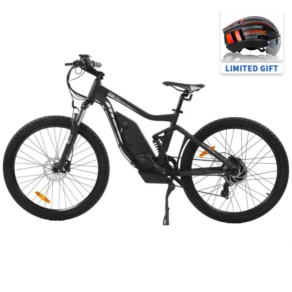 Ecotric Tornado Full Suspension Electric Bike - Matt Black