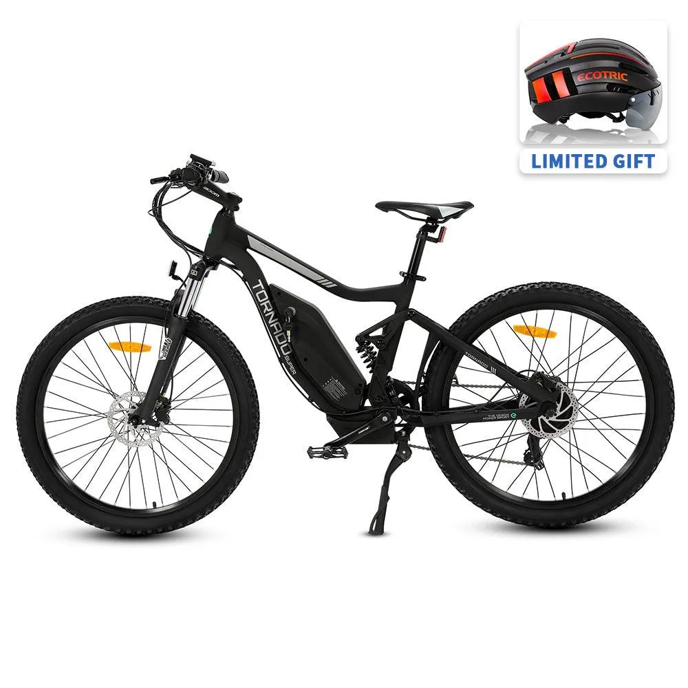 Ecotric Tornado Full Suspension Electric Bike - Matt Black