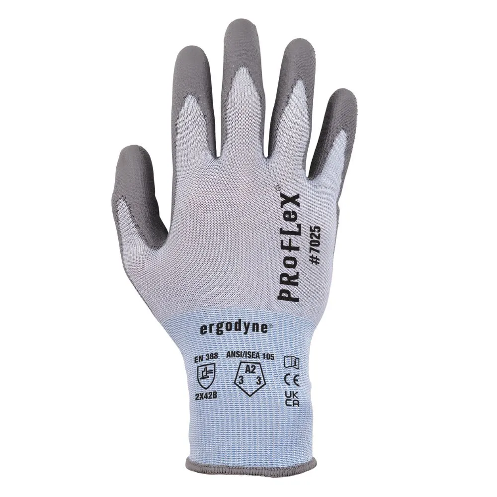 Ergodyne 10424 #7025 12-pair L Blue ANSI A2 PU Coated CR Gloves