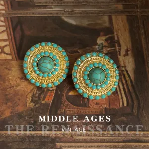 Exaggerated Vintage Turquoise Stud Earrings