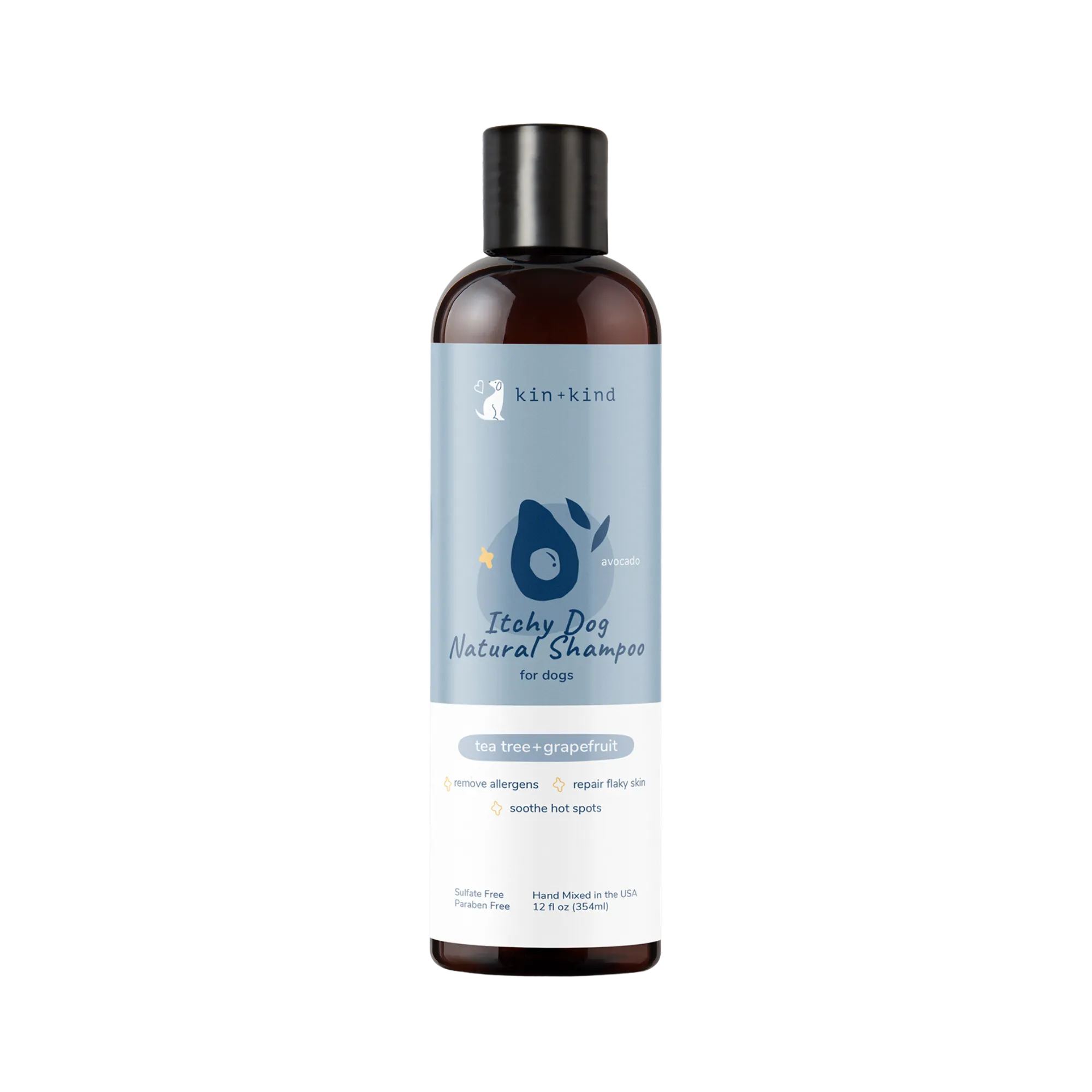Kin   Kind Itchy Dog Natural Shampoo Tea Tree & Grapefruit, 12 oz