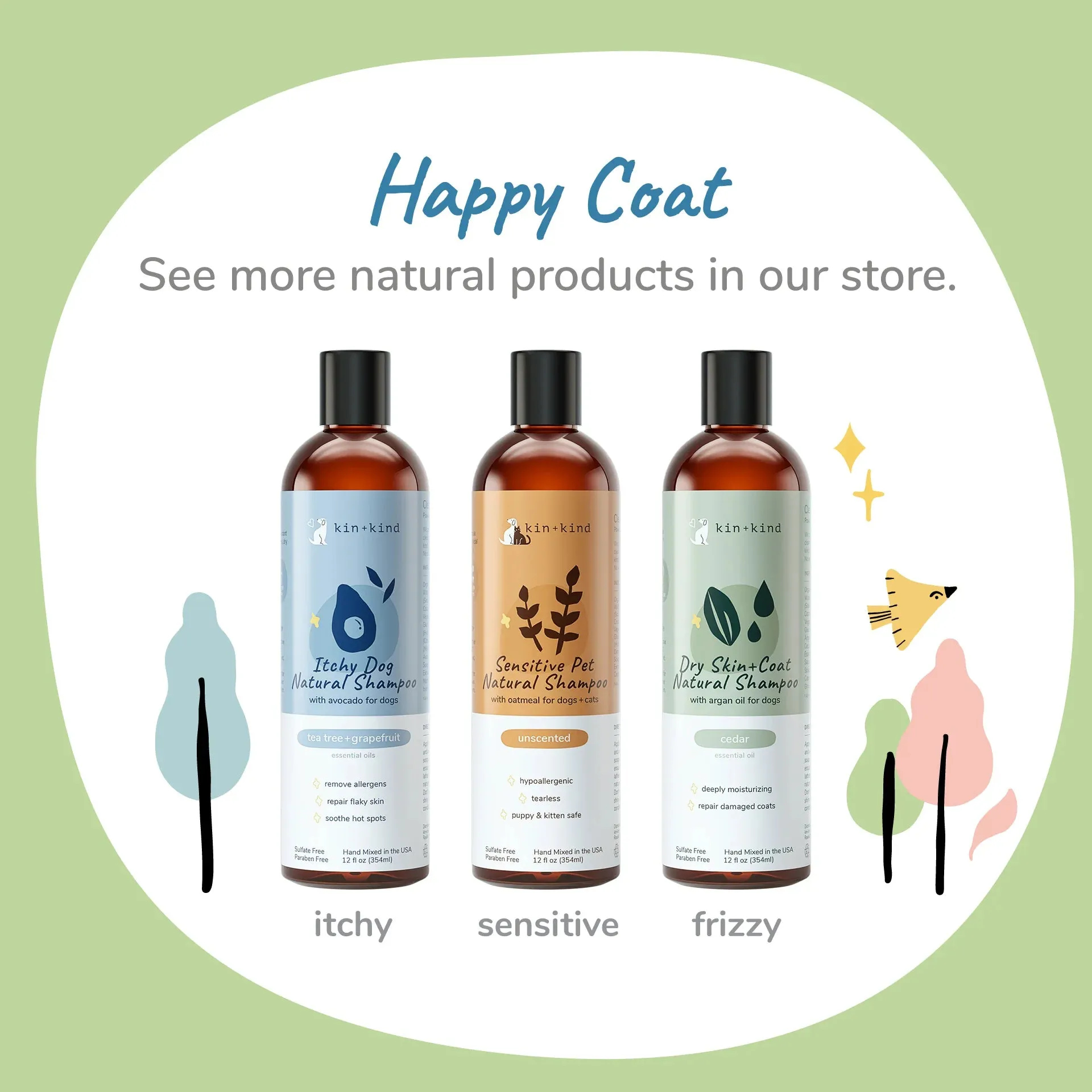 Kin Kind Itchy Pet Natural Shampoo with Avocado for Dogs & Cats (Rosemary)