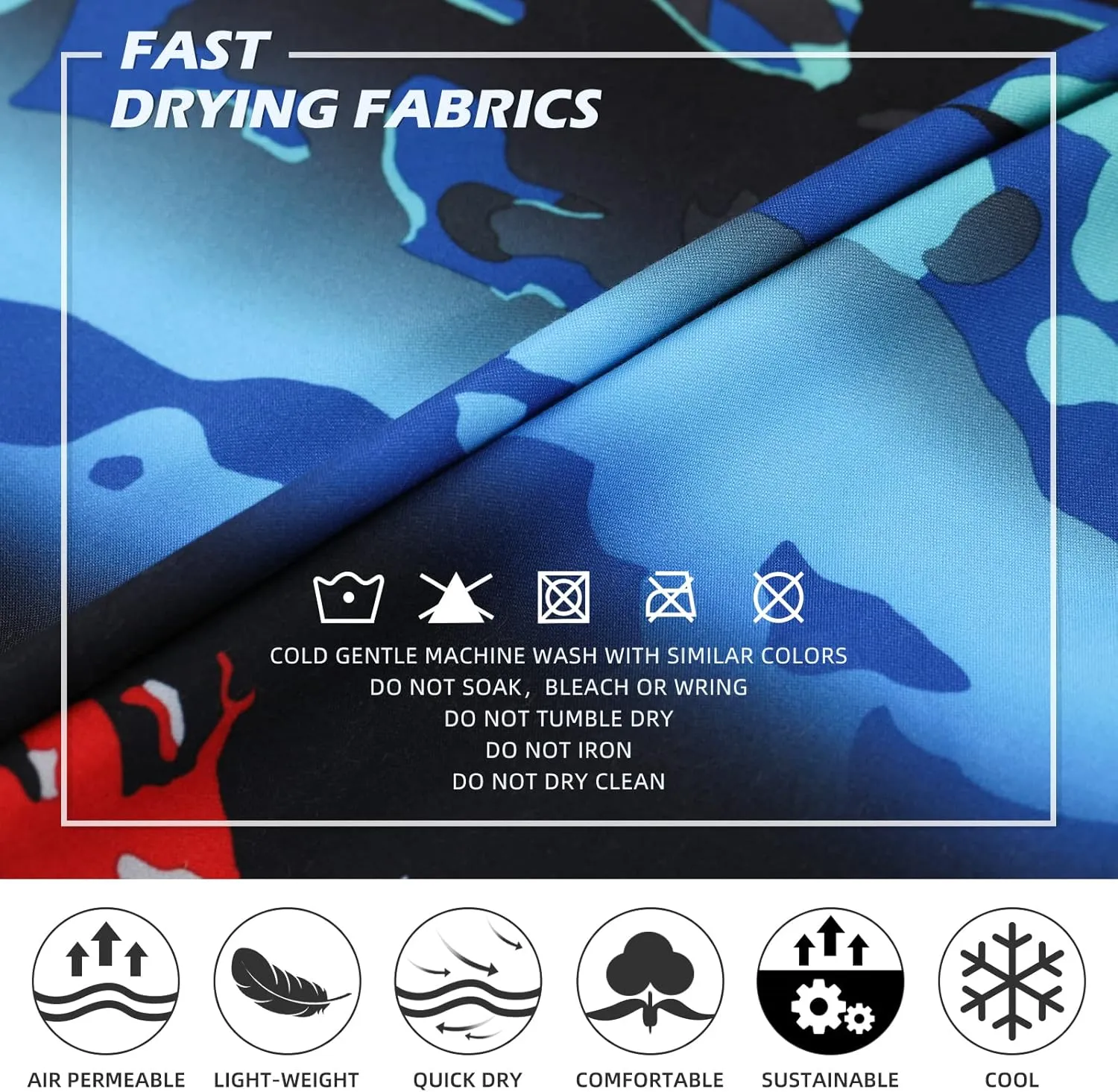 Mens Summer Beach Quick-Dry Board Shorts Color-Gradient Printed Swim Trunks