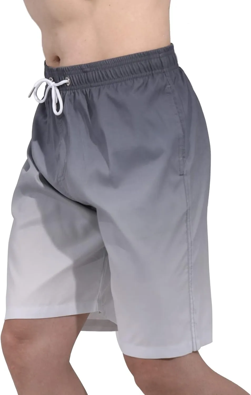 Mens Summer Beach Quick-Dry Board Shorts Color-Gradient Printed Swim Trunks