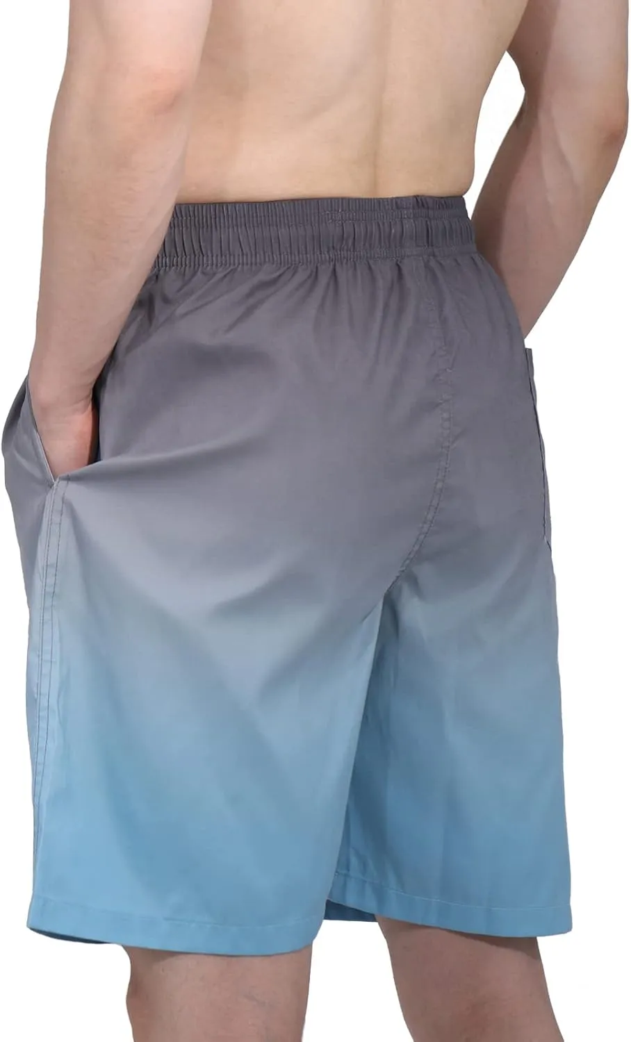 Mens Summer Beach Quick-Dry Board Shorts Color-Gradient Printed Swim Trunks