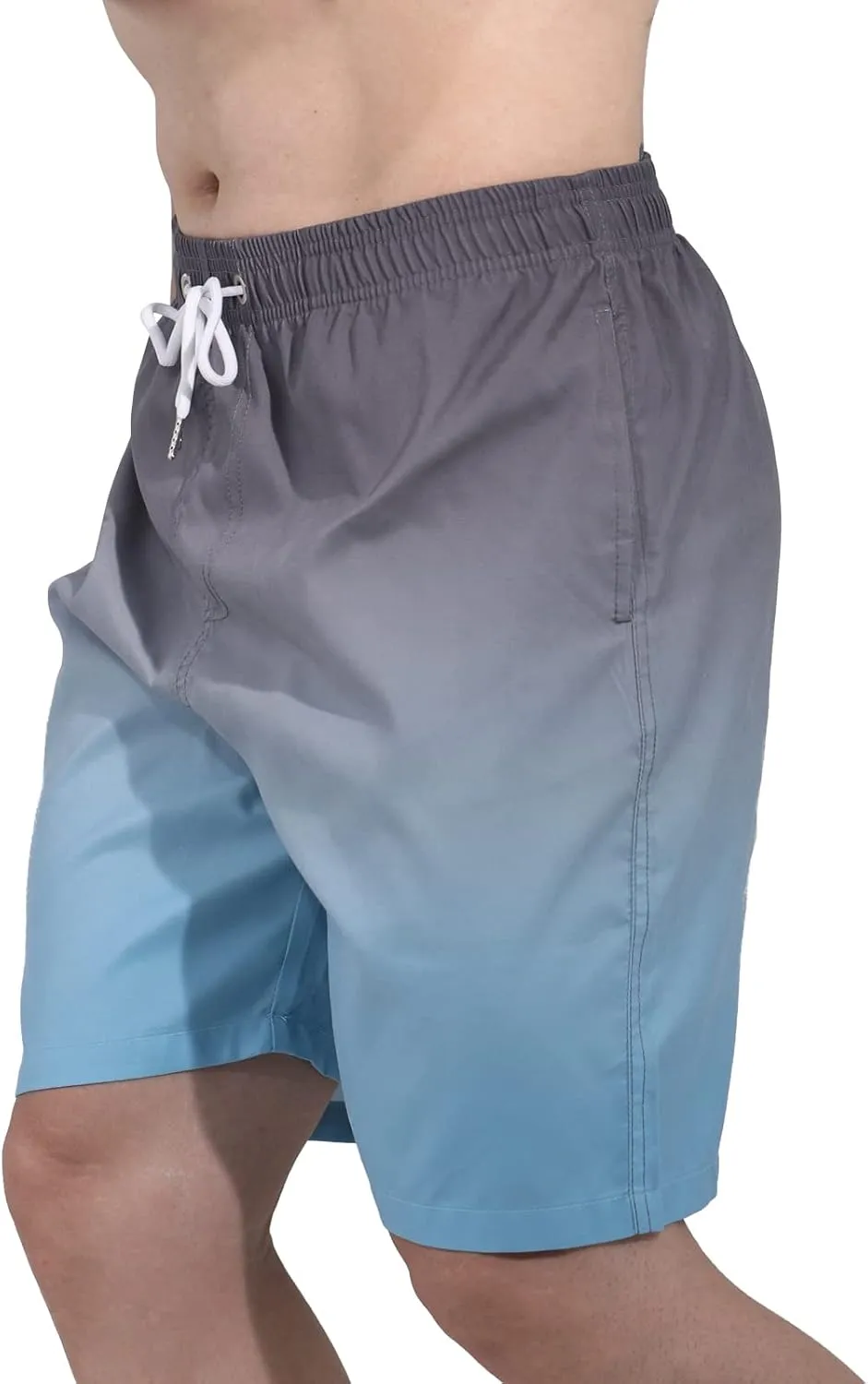 Mens Summer Beach Quick-Dry Board Shorts Color-Gradient Printed Swim Trunks
