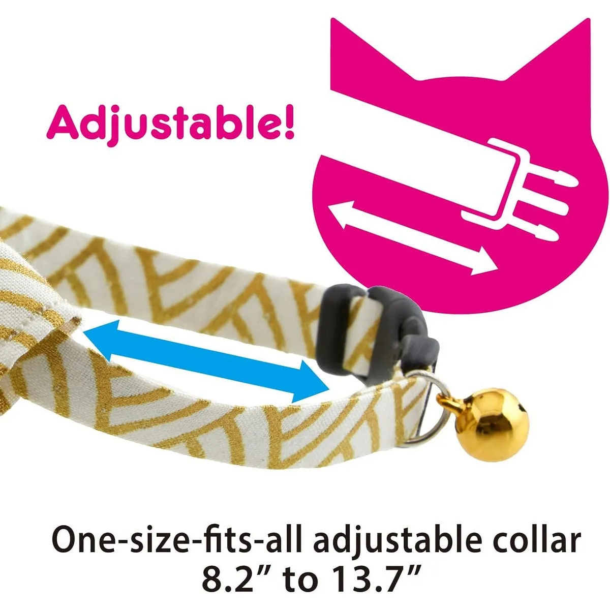 Necoichi Bandana Cat Collar with Air Tag Pocket Gilded Wave White