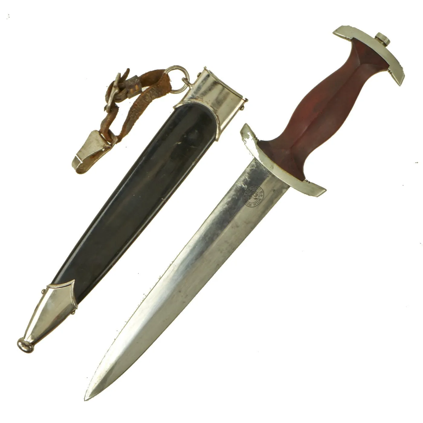 Original German Early WWII NSKK Dagger by Rare Maker Wilhelm Kober with Scabbard & Hanger