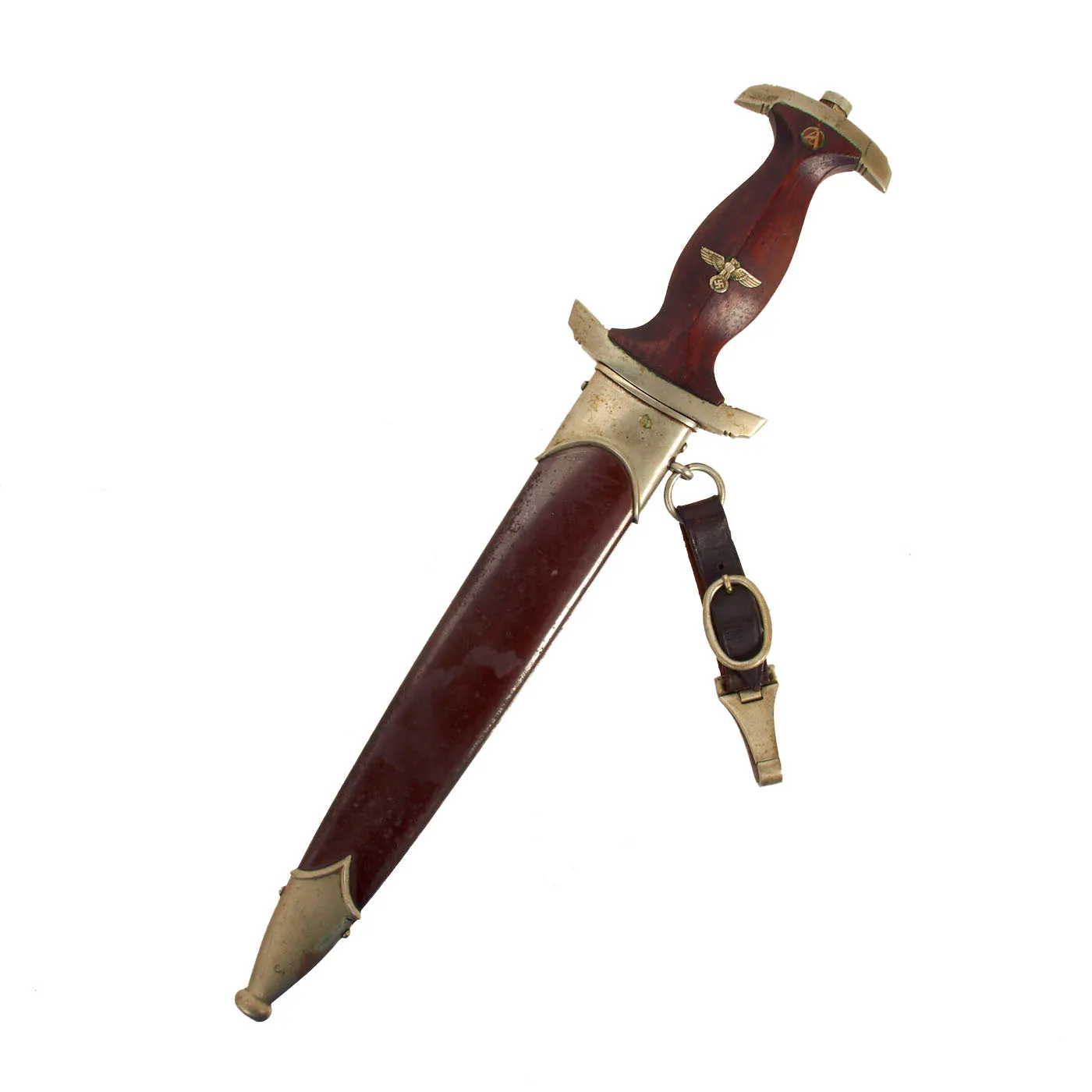 Original German Early WWII SA Dagger by Rare Maker Wilhelm Kober of Suhl with Scabbard & Hanger