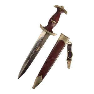 Original German Early WWII SA Dagger by Rare Maker Wilhelm Kober of Suhl with Scabbard & Hanger