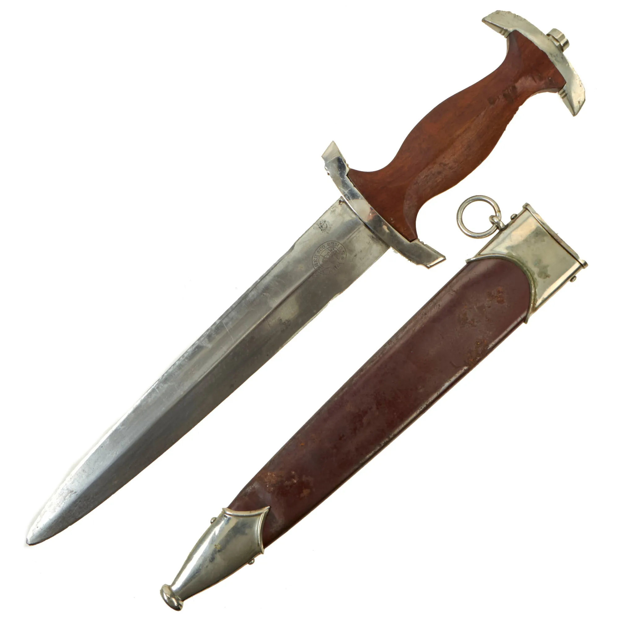 Original German WWII Transitional SA Dagger by Rare Maker Wilhelm Kober of Suhl with Scabbard