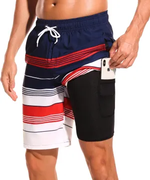 SILKWORLD Mens Swimming Shorts Quick Dry Beach Trunks Swimwear with Mesh Lining