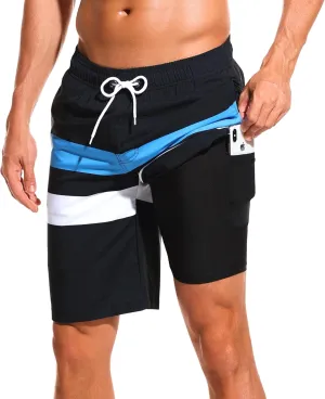 SILKWORLD Mens Swimming Shorts Quick Dry Beach Trunks Swimwear with Mesh Lining