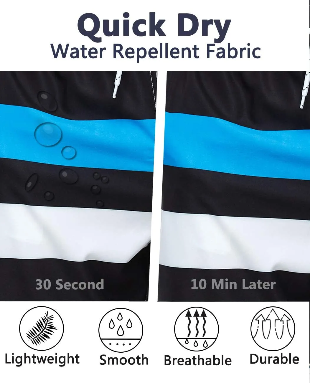 SILKWORLD Mens Swimming Shorts Quick Dry Beach Trunks Swimwear with Mesh Lining