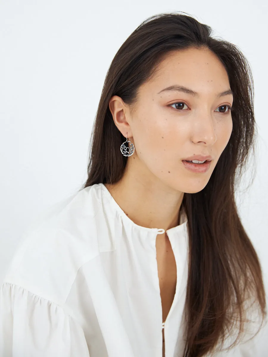 Small Lace Disc Earrings | Silver